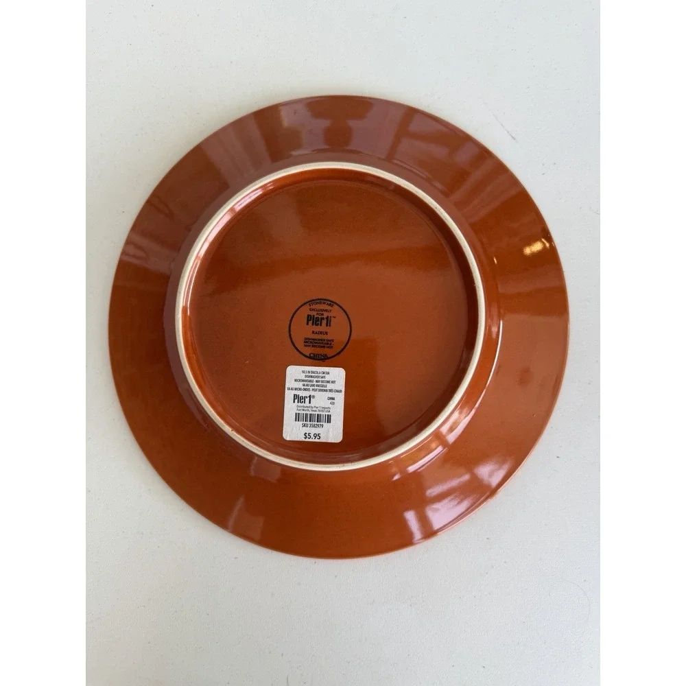Pier 1 Radius Orange Stoneware Dinner Plates 10.5 